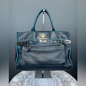 Versace Limited Edition Iconic Medusa Palazzo Donna Day Bag Black